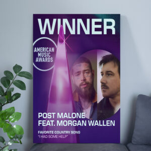 Post Malone & Morgan Wallen I Had Some Help AMAs 2025 Poster Canvas – Favorite Country Song Winner