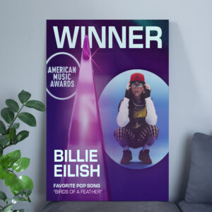 Billie Eilish Birds of a Feather AMAs 2025 Poster Canvas – Favorite Pop Song Winner