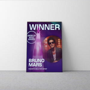 Bruno Mars AMAs 2025 Poster Canvas – Favorite Male Pop Artist Winner