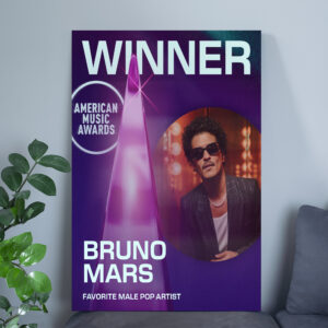 Bruno Mars AMAs 2025 Poster Canvas – Favorite Male Pop Artist Winner