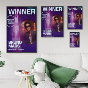 Bruno Mars AMAs 2025 Poster Canvas – Favorite Male Pop Artist Winner