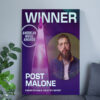 Post Malone AMAs 2025 Poster Canvas – Favorite Male Country Artist Winner