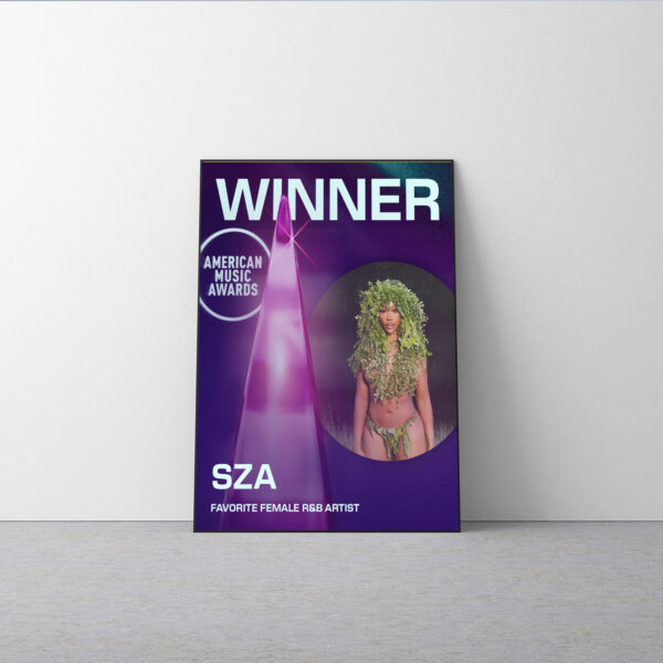 SZA AMAs 2025 Poster Canvas – Favorite Female R&B Artist Winner