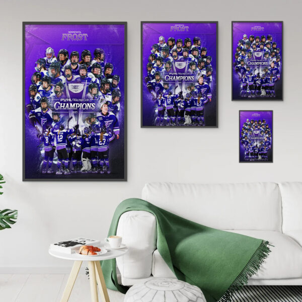 Minnesota Frost Walter Cup Champions 2025 Poster Canvas – PWHL Hockey Celebration Art