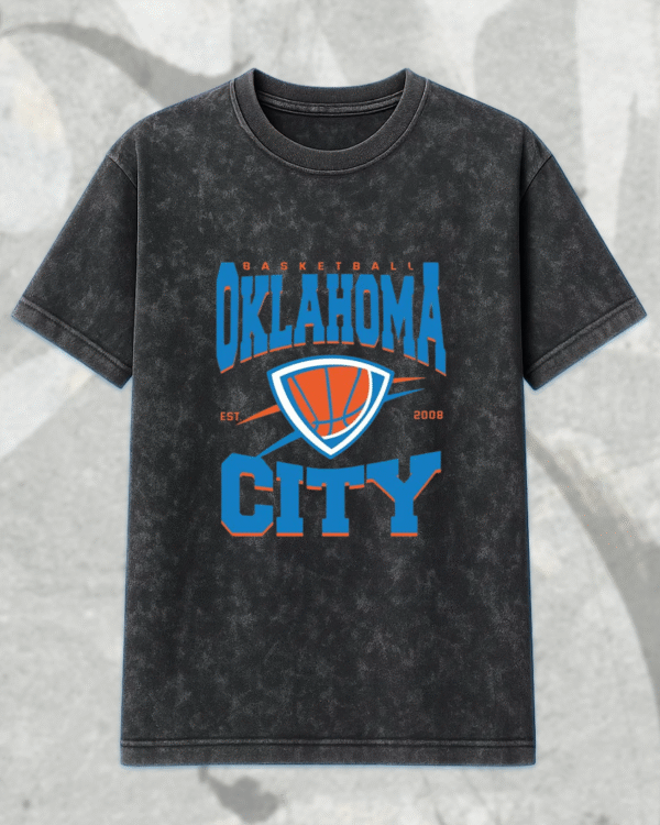 Oklahoma City Basketball SVG PNG Digital File – Acid Wash T-Shirt & Hoodie – OKC Basketball Instant Download - Image 3