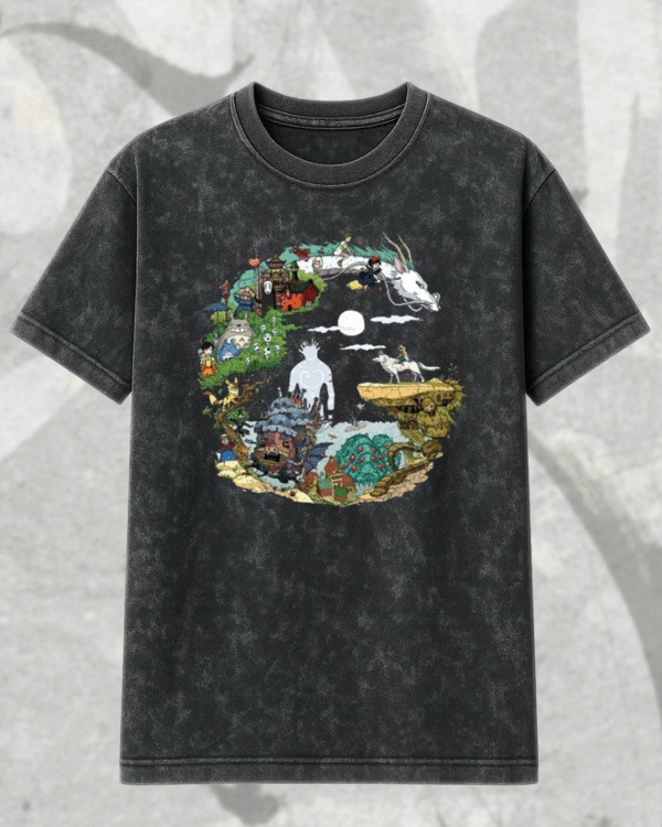 Spirited Away, Totoro, Howl’s Moving Castle Acid Wash T-Shirt & Hoodie – Studio Ghibli Collection - Image 3