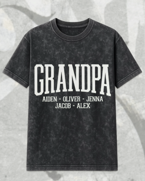 Custom Grandpa Shirt with Grandkids Names – Personalized Acid Wash T-Shirt & Hoodie for Father’s Day Gift - Image 3