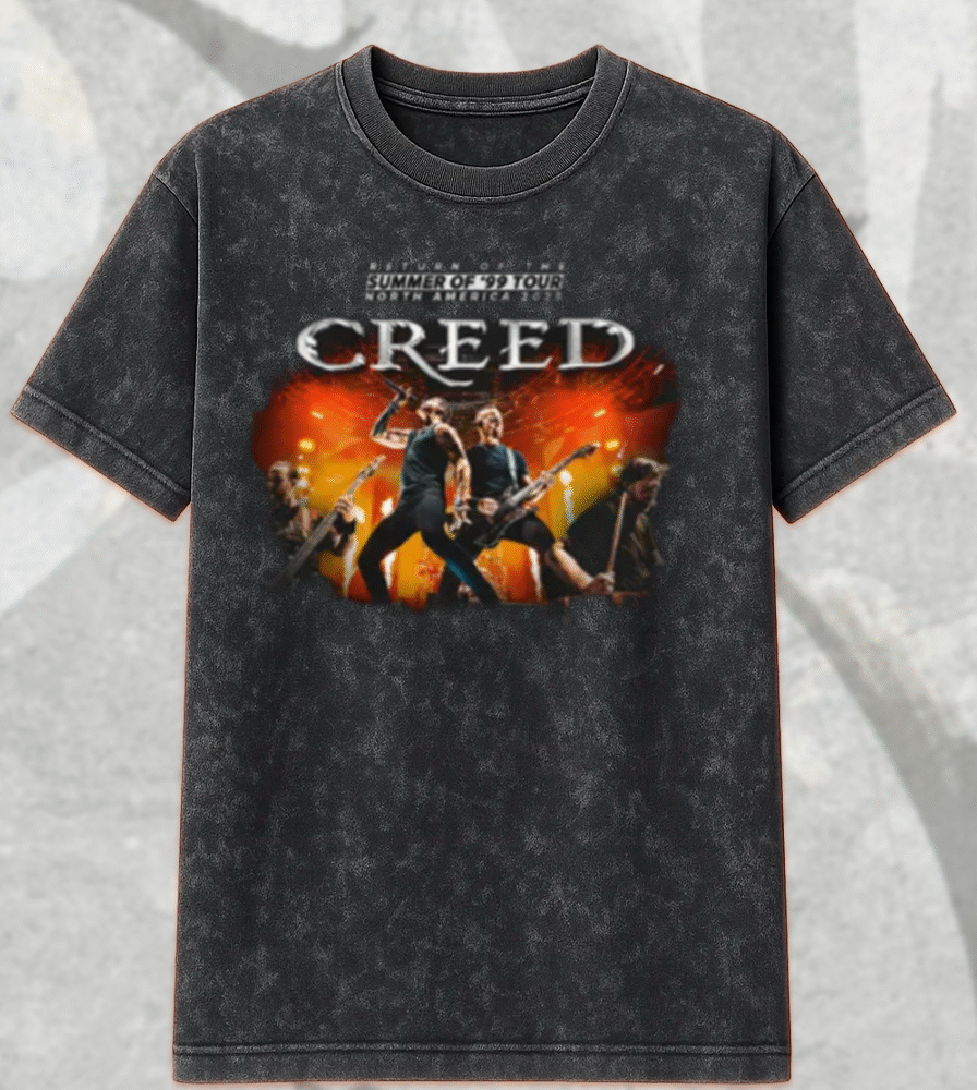 Creed Band 2025 Tour Summer of ’99 Acid Wash T-Shirt, Hoodie – Official Concert Merch & Fan Gift