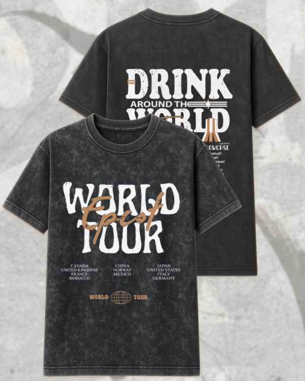 Vintage Disney Epcot World Tour Acid Wash T-Shirt, Hoodie – Drink Around The World Shirt, Disneyworld Family Matching Tee