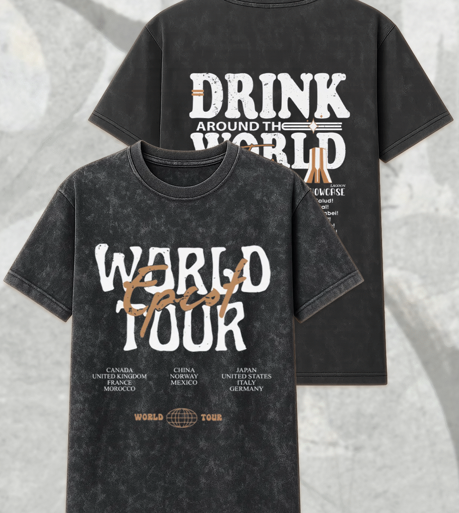 Vintage Disney Epcot World Tour Acid Wash T-Shirt, Hoodie – Drink Around The World Shirt, Disneyworld Family Matching Tee