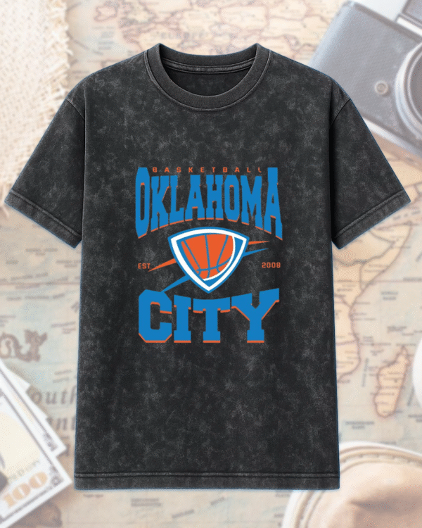 Oklahoma City Basketball SVG PNG Digital File – Acid Wash T-Shirt & Hoodie – OKC Basketball Instant Download - Image 2