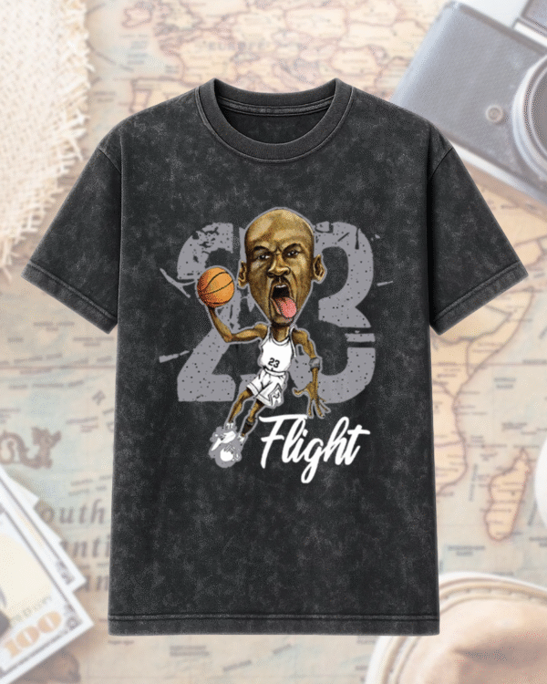 Flight Shirt to Match Jordan 4 White Cement – Acid Wash T-Shirt & Hoodie, Retro 4 White Cement Sneaker Tee - Image 3