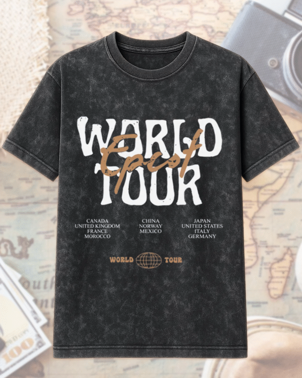 Vintage Disney Epcot World Tour Acid Wash T-Shirt, Hoodie – Drink Around The World Shirt, Disneyworld Family Matching Tee - Image 2