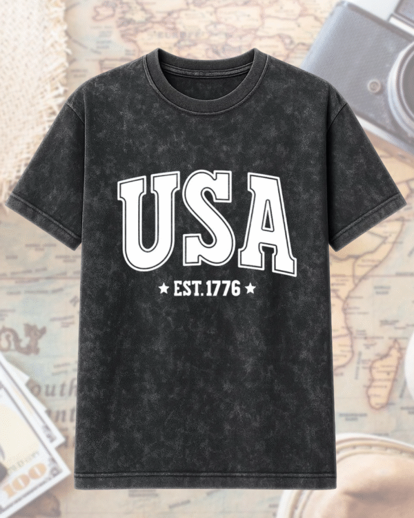 USA Varsity Retro 4th of July Acid Wash T-Shirt & Hoodie – Sublimation Inspired Design for Cricut & Silhouette Fans | Limited Patriotic Drop