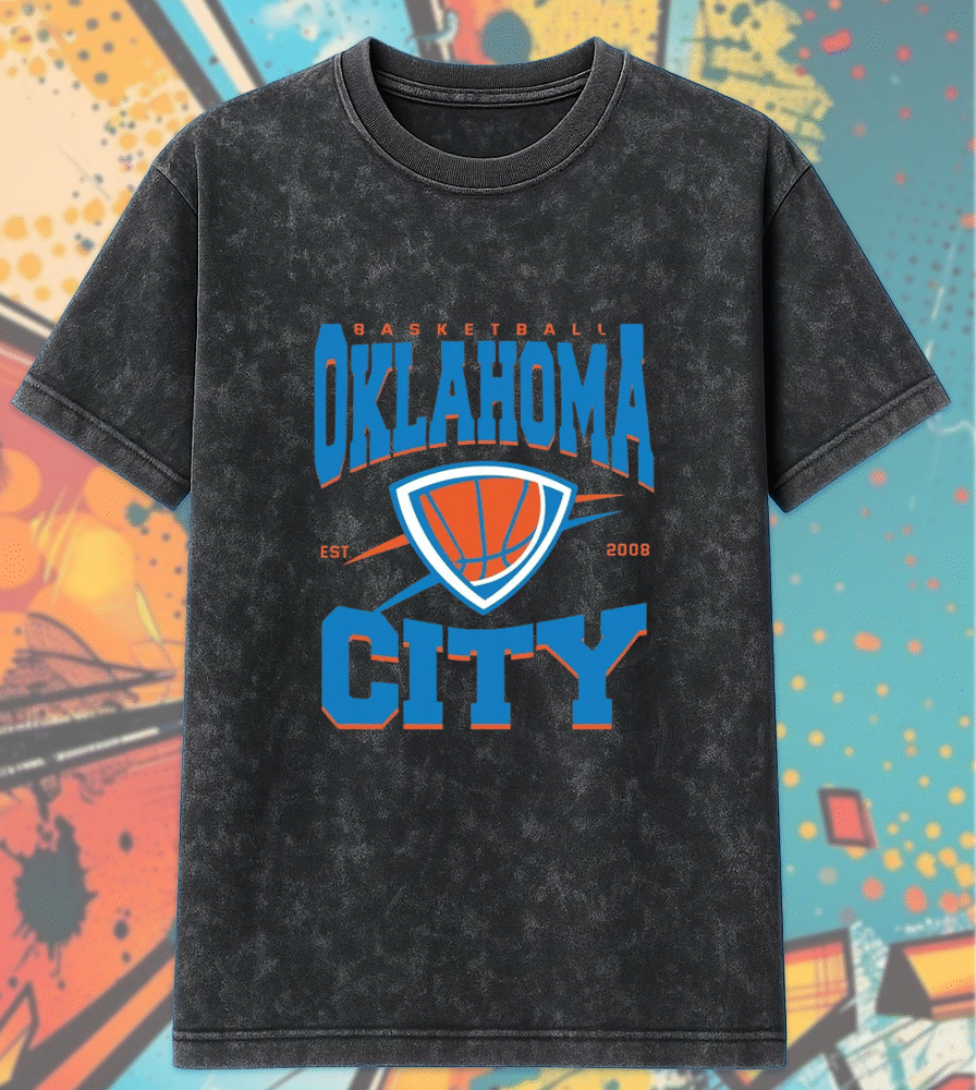 Oklahoma City Basketball SVG PNG Digital File – Acid Wash T-Shirt & Hoodie – OKC Basketball Instant Download