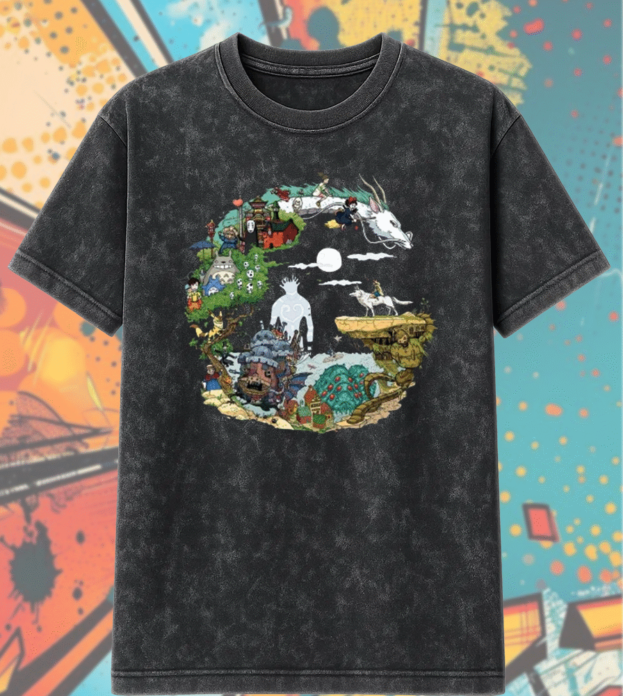 Spirited Away, Totoro, Howl’s Moving Castle Acid Wash T-Shirt & Hoodie – Studio Ghibli Collection