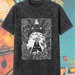 Vintage My Neighbor Totoro Acid Wash T-Shirt & Hoodie – Studio Ghibli Catbus Design for Anime Fans & Birthday Gifts