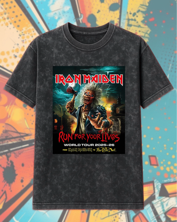 Iron Maiden Tour 2025-26 Acid Wash T-Shirt, Hoodie – Run for Your Lives Tour 2025 with Tour Dates, Unisex Heavy Metal Shirt