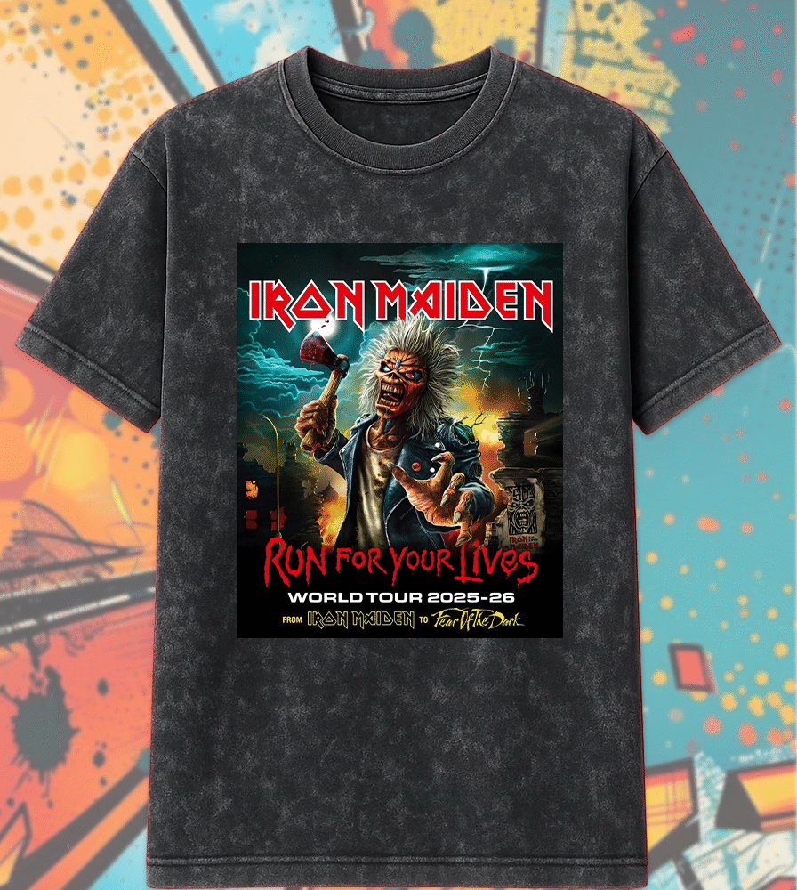 Iron Maiden Tour 2025-26 Acid Wash T-Shirt, Hoodie – Run for Your Lives Tour 2025 with Tour Dates, Unisex Heavy Metal Shirt