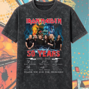 Iron Maiden 50th Anniversary 1975–2025 Acid Wash T-Shirt & Hoodie – Signature Limited Edition Heavy Metal Merch