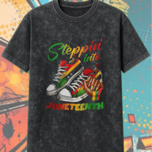 Steppin Into Juneteenth Acid Wash T-Shirt & Hoodie – DTF394 Ready to Press Inspired Design | Limited Juneteenth Drop at Vibtee