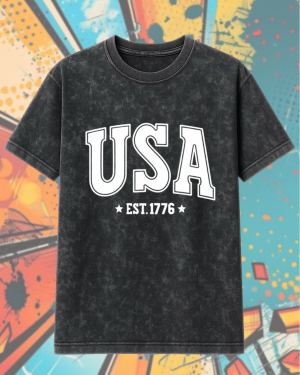 USA Varsity Retro 4th of July Acid Wash T-Shirt & Hoodie – Sublimation Inspired Design for Cricut & Silhouette Fans | Limited Patriotic Drop