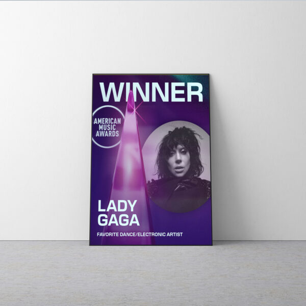 Lady Gaga AMAs 2025 Winner Poster Canvas – Favorite Dance/Electronic Artist