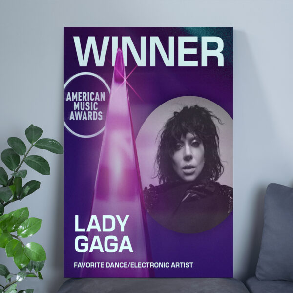 Lady Gaga AMAs 2025 Winner Poster Canvas – Favorite Dance/Electronic Artist