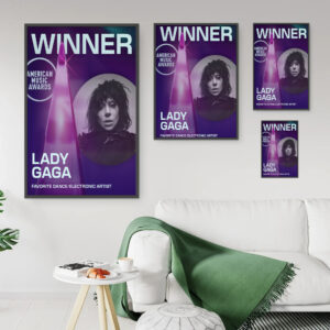 Lady Gaga AMAs 2025 Winner Poster Canvas – Favorite Dance/Electronic Artist