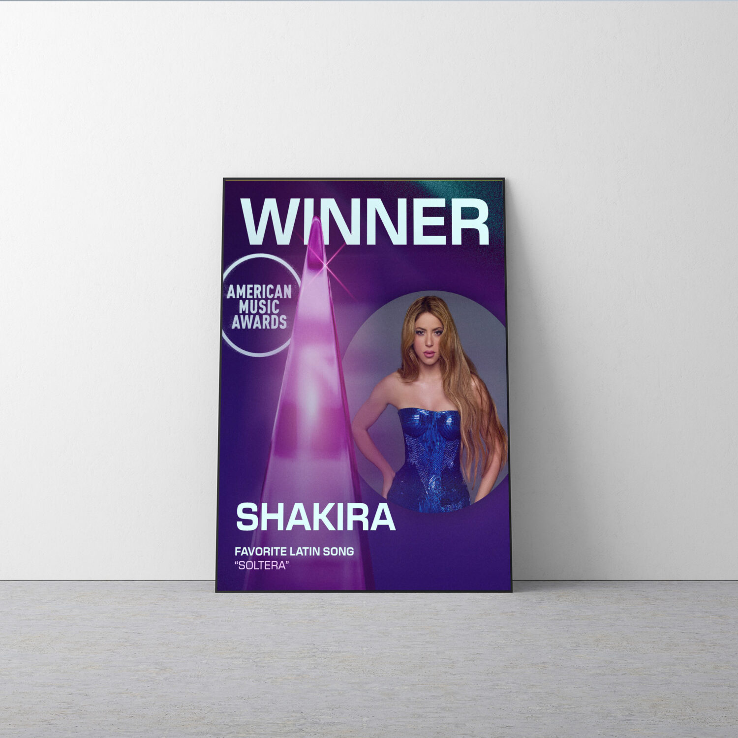 Shakira Soltera AMAs 2025 Poster Canvas – Favorite Latin Song Winner