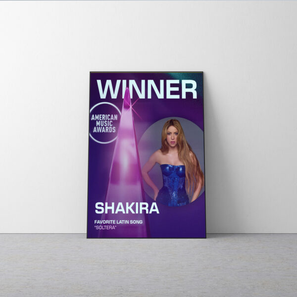 Shakira Soltera AMAs 2025 Poster Canvas – Favorite Latin Song Winner