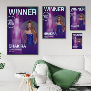 Shakira Soltera AMAs 2025 Poster Canvas – Favorite Latin Song Winner