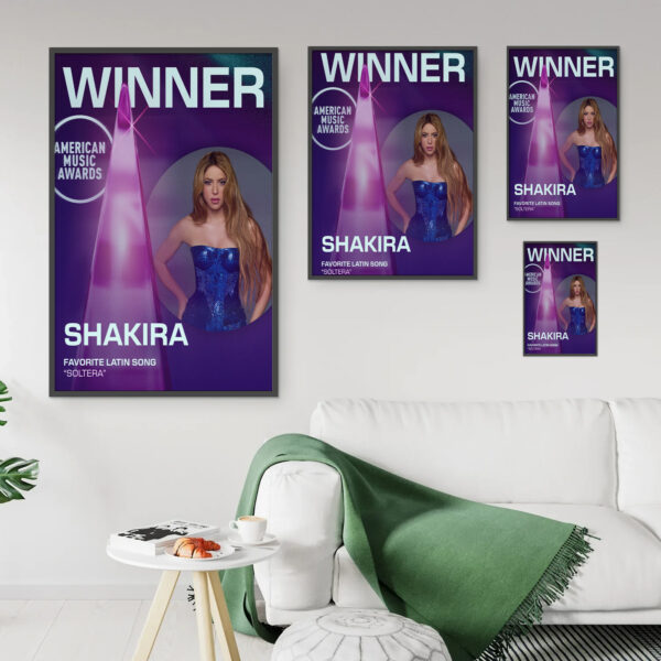Shakira Soltera AMAs 2025 Poster Canvas – Favorite Latin Song Winner