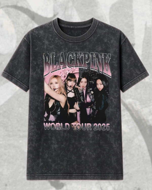 2025 Blackpink World Tour Acid Wash T-Shirt, Hoodie – Official Kpop Blackpink Merch, Jisoo Jennie Lisa Rosé Blink Gift - Image 2