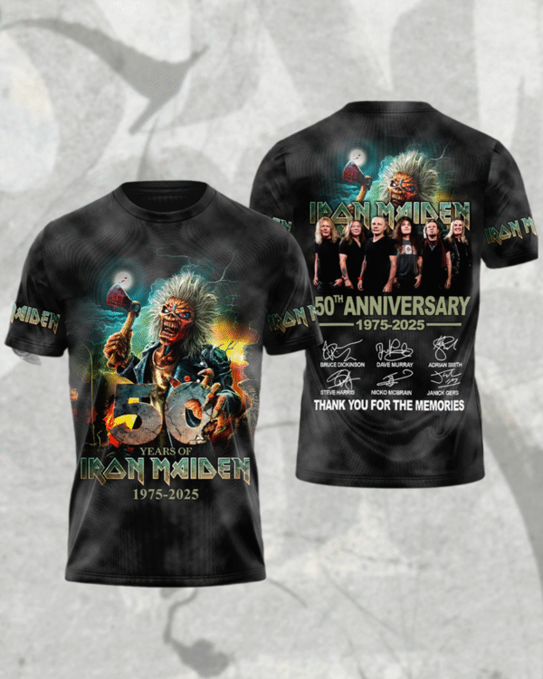 Iron Maiden 50th Anniversary World Tour 2025 Shirt, Hoodie, Tank, Long Sleeve – All Over Print Licensed Metal Gift | Vibtee Exclusive - Image 2