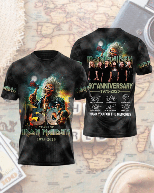 Iron Maiden 50th Anniversary World Tour 2025 Shirt, Hoodie, Tank, Long Sleeve – All Over Print Licensed Metal Gift | Vibtee Exclusive - Image 3