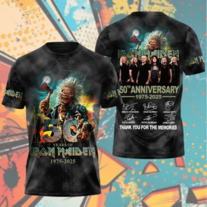 Iron Maiden 50th Anniversary World Tour 2025 Shirt, Hoodie, Tank, Long Sleeve – All Over Print Licensed Metal Gift | Vibtee Exclusive