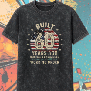 Built 60 Years Ago Shirt Vintage 1965 60th Birthday Gift | Acid Wash T-Shirt & Hoodie for Men