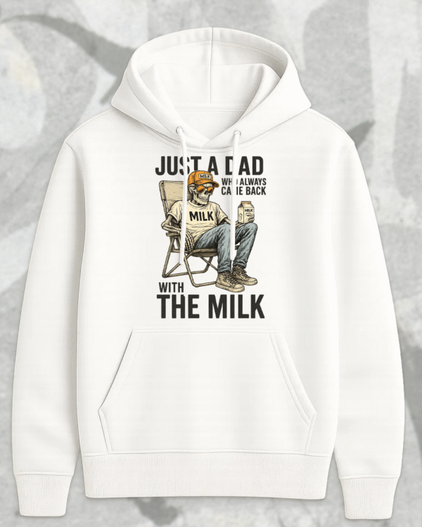 Just A Dad Who Always Came Back With The Milk T-Shirt, Hoodie, Sweatshirt, Long Sleeve, Tank Top – Retro Skeleton Design for Father’s Day - Image 4