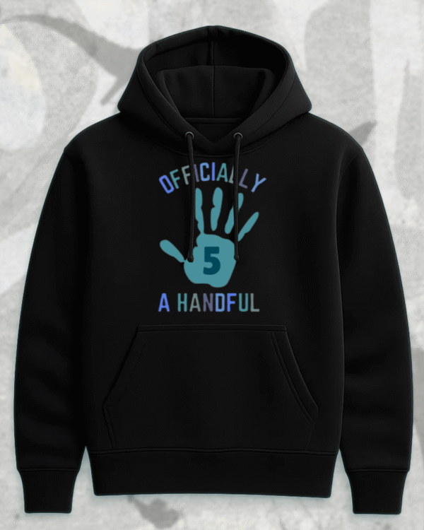 Custom 5th Birthday Boy Shirt Officially a Handful | Personalized 2-Sided Birthday Tee, Hoodie & More