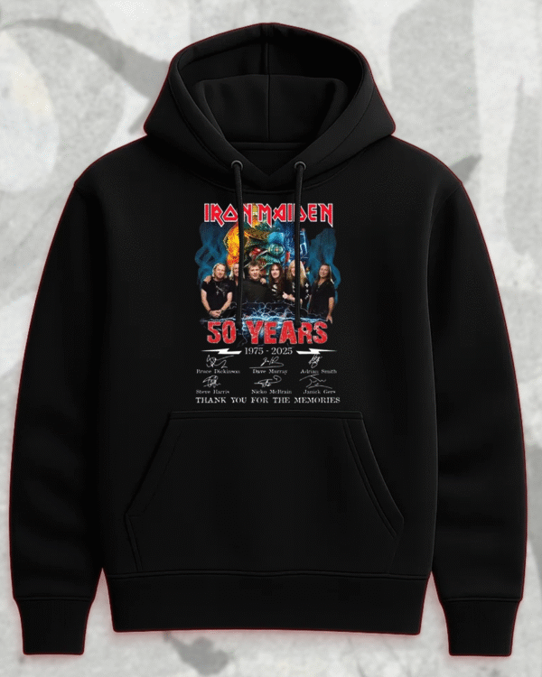 Iron Maiden 50 Year Anniversary 1975–2025 Signature T-Shirt, Hoodie, Sweatshirt, Long Sleeve, Tank Top – Limited Edition Band Merch for Fans - Image 4