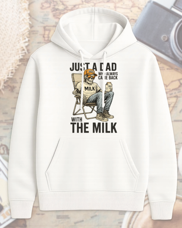 Just A Dad Who Always Came Back With The Milk T-Shirt, Hoodie, Sweatshirt, Long Sleeve, Tank Top – Retro Skeleton Design for Father’s Day - Image 5