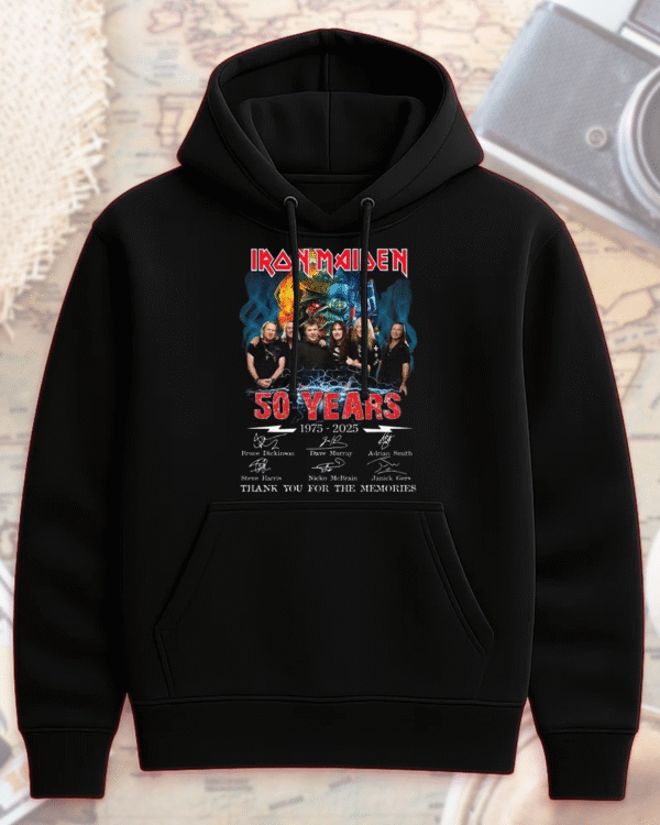 Iron Maiden 50 Year Anniversary 1975–2025 Signature T-Shirt, Hoodie, Sweatshirt, Long Sleeve, Tank Top – Limited Edition Band Merch for Fans - Image 5