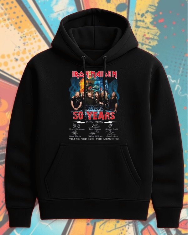 Iron Maiden 50 Year Anniversary 1975–2025 Signature T-Shirt, Hoodie, Sweatshirt, Long Sleeve, Tank Top – Limited Edition Band Merch for Fans - Image 6