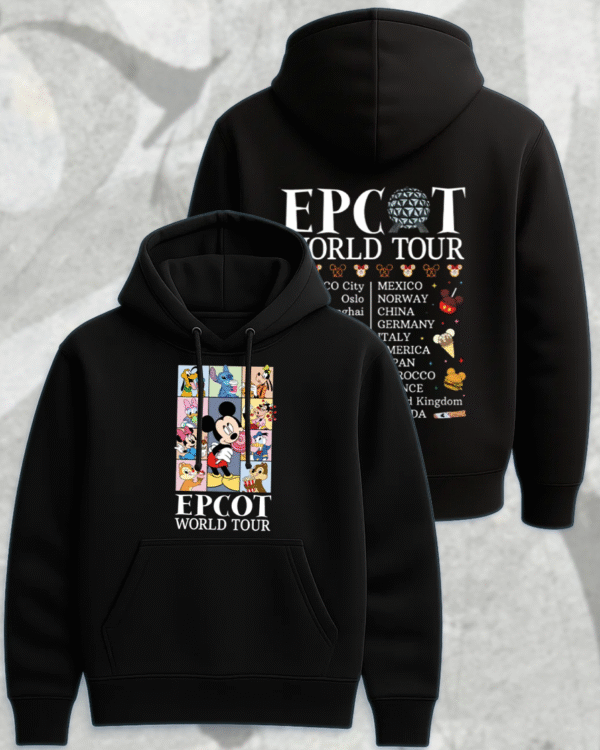 Epcot World Tour Front and Back Kids Shirt, Disney Retro Epcot Shirt, Mickey and Friends Shirt, Family Trip Toddler or Youth Sweatshirt – Unisex T-Shirt - Image 5
