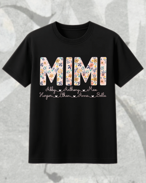 Personalized Mimi Shirt with Grandkids’ Names – Floral Custom Grandma Shirt for Mother’s Day - Image 7