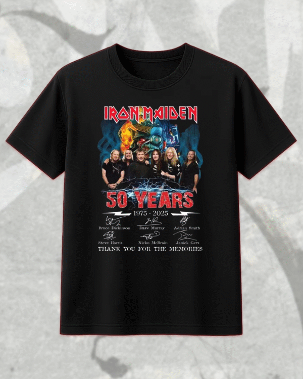 Iron Maiden 50 Year Anniversary 1975–2025 Signature T-Shirt, Hoodie, Sweatshirt, Long Sleeve, Tank Top – Limited Edition Band Merch for Fans - Image 2