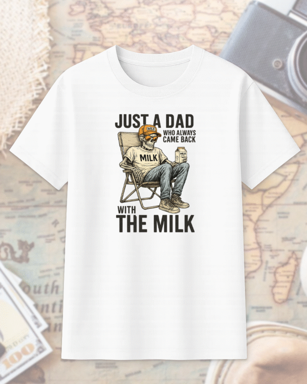 Just A Dad Who Always Came Back With The Milk T-Shirt, Hoodie, Sweatshirt, Long Sleeve, Tank Top – Retro Skeleton Design for Father’s Day - Image 2