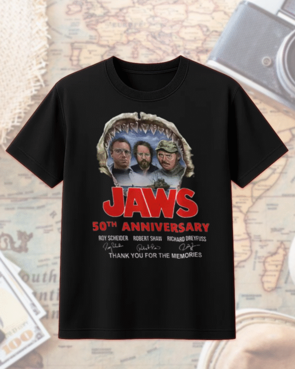 Jaws 50th Anniversary Shirt – Quint & Brody Signature Tribute (T-Shirt, Hoodie, Sweatshirt, Long Sleeve, Tank Top) | 1975–2025 - Image 6