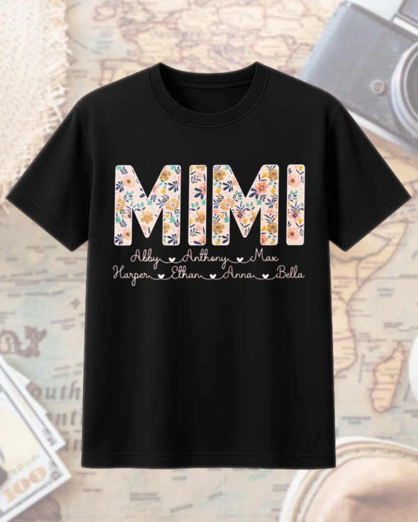 Personalized Mimi Shirt with Grandkids’ Names – Floral Custom Grandma Shirt for Mother’s Day - Image 8